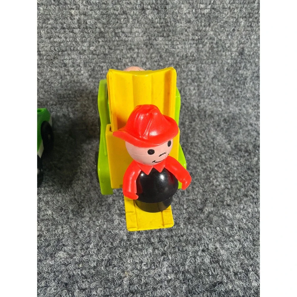 Vintage Fisher Price Little People Vehicle Lot Helicopter Tractor Forklift 6 Fig